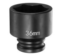 sourcing map 6 Point Impact Socket 36mm Metric Socket 1/2" Square Drive 2" (50mm) Long Phosphated Cr-Mo Steel Spindle Axle Hex Nut Sockets, Black