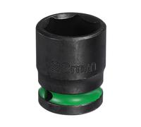sourcing map 6 Point Shallow Impact Socket 1/2" Drive 22mm Metric CR-V Steel Spindle Axle Hex Nut Bolt Sockets 1.5" Long for Auto Machine Repair, Green Black
