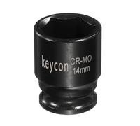 sourcing map 6 Point Shallow Impact Socket 1/4" Drive 14mm,Cr-Mo Steel | Metric Standard Socket,Spindle Axle Hex Nut Bolt Sockets,for Auto Machine Repair