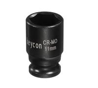 sourcing map 6 Point Shallow Impact Socket 1/4 Inch Drive 11mm Metric Standard Socket Cr-Mo Steel Spindle Axle Hex Nut Bolt Sockets for Auto Machine Repair