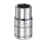 sourcing map 6-Point Socket 1/2" Drive 14mm Metric 1.5" Length 45# Steel Shallow Sockets Mirror Polishing Chrome Sockets for Car Repair Mechanical Maintenance Home Use