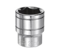 sourcing map 6-Point Socket 1/2" Drive 23mm Metric 1.6" Length 45# Steel Shallow Sockets Full Polishing Short Chrome Sockets for Car Repair Mechanical Maintenance Home Use