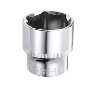 sourcing map 6-Point Socket 1/2" Drive by 1-1/4" SAE 1.73" Length Shallow Socket CR-V Square Drive Sockets Mirror Polished Chrome Socket Hand Tool for Car Repair Mechanical Maintenance