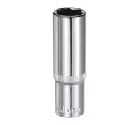 sourcing map 6-Point Socket 3/8" Drive 14mm Deep 2.52" Length 45# Steel Metric Square Drive Sockets Polishing Chromed Sockets for Car Repair Mechanical Maintenance Home Use