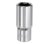 sourcing map 6-Point Socket 3/8" Drive 20mm Deep 2.48" Length 45# Steel Metric Square Drive Sockets Polishing Chromed Sockets for Car Repair Mechanical Maintenance Home Use