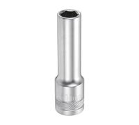 sourcing map 6 Points Deep Socket 1/2" Drive 11mm Deep Metric CR-V Steel Polished Nickel Plating 78mm / 3.1" Long Hex Socket Tool for Home Auto Nuts Bolts Repair