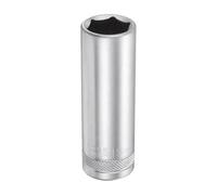 sourcing map 6 Points Deep Socket 1/2" Drive 18mm Deep Metric CR-V Steel Polished Nickel Plating 78mm / 3.1" Long Hex Socket Tool for Home Auto Nuts Bolts Repair