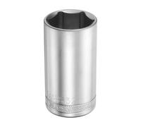 sourcing map 6 Points Deep Socket 1/2" Drive 32mm Deep Metric CR-V Steel Polished Nickel Plating 78mm / 3.1" Long Hex Socket Tool for Home Auto Nuts Bolts Repair