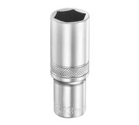 sourcing map 6 Points Deep Socket 1/4" Drive 13mm Deep Metric CR-V Steel Polished Nickel Plating Flip Sleeve 50mm / 2" Extra Long Socket Tool for Home Auto Nuts Bolts Repair