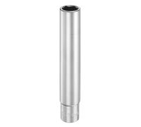 sourcing map 6 Points Deep Socket 3/8" Drive 13mm Deep Metric CR-V Steel Polished Nickel Plating Flip Sleeve 120mm / 4.7" Extra Long Socket Tool for Home Auto Nuts Bolts Repair