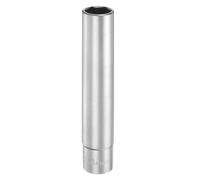 sourcing map 6 Points Deep Socket 3/8" Drive 14mm Deep Metric CR-V Steel Polished Nickel Plating Flip Sleeve 120mm / 4.7" Extra Long Socket Tool for Home Auto Nuts Bolts Repair
