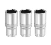 sourcing map 6 Points Deep Socket 3/8" Drive 22mm Deep,64mm/2.5" Long,3pcs