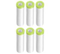 sourcing map 6 Rolls Pre-Taped Masking Film 43.3" x65.6ft Tape and Drape Painters Plastic Drop Cloth Film with Tape Plastic Sheeting for Automotive Painting Covering, Green