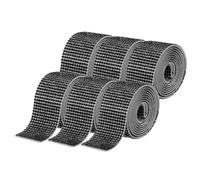 sourcing map 6 Rolls Self-Adhesive Rhinestone Ribbon Crystal Diamond Bling Strips with 2 mm Rhinestone for DIY Arts Crafting Wedding Party Car Phone Decoration, Black Crystal