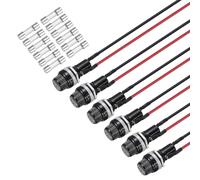 sourcing map 6 Set 5x20mm Panel Mount Fuse Holder with F5A Glass Fuses, Flat Thread Glass Fuse Holder with 15cm 18AWG Pre-Soldered Wire for Automotive Marine Repair AC 250V 15A 125V 10A