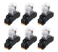 sourcing map 6 Set AC24V Electromagnetic Power Relay 8-Pin AC/DC DPDT 2NO+2NC Relay Coil with Socket Base for Industrial, Home Appliances and DIN Rail System with LED Indicator
