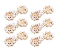 sourcing map 6 Set Cloak Clasp Fasteners, Vintage Zinc Alloy Pearl Sewing Hook and Eye Closure, Chinese Knot Frog Button for Cardigan Shawl Sweater Collar Cheongsam (46x20mm, Gold)