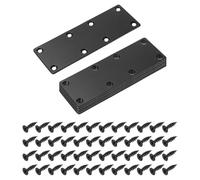 sourcing map 6 Set Mending Plate Metal Flat Bracket Straight Brace Fixing Joining Plate for Wood with Screws, Black, 5.44"x1.97"