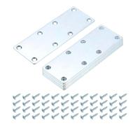 sourcing map 6 Set Mending Plate Metal Flat Bracket Straight Brace Fixing Joining Plate for Wood with Screws, Silver, 5.44"x1.97"