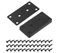 sourcing map 6 Set Mending Plate Metal Flat Bracket Straight Brace Fixing Joining Plate for Wood with Screws, Black, 3.11"x1.58"