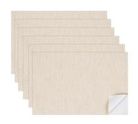 sourcing map 6 Sheets Miniature Dollhouse Wallpaper, Linen Texture Self-Adhesive PVC Flooring Wall, Mini Wall Decor for Dollhouse Sand Table Model Accessories 11.81 x 7.87 Inch (Beige)