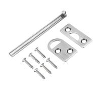sourcing map 6" Solid Brass Surface Bolt, Concealed Security Slide Latch Door Lock with Screws, Brushed French Door Lock for Closet Cabinet Recessed Doors, Silver