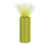 sourcing map 6" Wide 25 Yards Glitter Tulle Ribbon Rolls Sparkly Netting Fabric for Tutu Skirt Sewing Christmas Wedding Gift, Lime Green