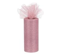 sourcing map 6" Wide 25 Yards Glitter Tulle Ribbon Rolls Sparkly Netting Fabric for Tutu Skirt Sewing Christmas Wedding Gift, Dusty Pink