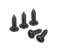 sourcing map #6 x 3/8" Phillips Pan Head Self-tapping Screw, 100pcs - 304 Stainless Steel Round Head Wood Screw Full Thread (Black)