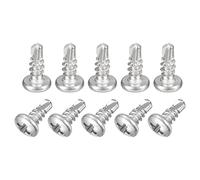 sourcing map #6 x 3/8" Self Drilling Screws, 50pcs 304 Stainless Steel Phillips Pan Head Self Tapping Screws for Wood Plastic