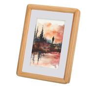 sourcing map 6 x 8 Natural Wood Photo Frames, Wood Finish Picture Frame Composite Wood Frame with Real Glass for Desktop Display Wall Mounting, Cherry Wood Color