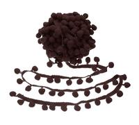 sourcing map 6 Yards Pom Trim Ribbon, 1" Wide Dark Brown Pom Ball Fringe Trim Sewing Fringe Fabric Ribbon for DIY Crafts Curtain Clothes Pillow Home Decoration, 13mm