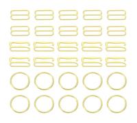 sourcing map 60 Pcs 15mm Bra Strap Hooks, Alloy Adjustment Slide Bra Strap Clips, Bathing Suit Clasp, Bra Hooks Replacement, Sewing Clips Hooks Eye for Underwear, Gold