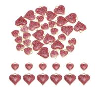 sourcing map 60 Pcs 2 Styles Glitter Heart Charm, Valentine Love Pendants Alloy Keychains with Dripping Glue Glitter for Jewelry Making DIY Earrings Necklace Bracelet DIY Craft, Pink