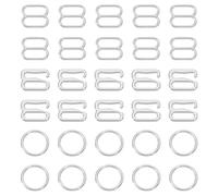 sourcing map 60 Pcs 6mm Bra Strap Hooks, Alloy Adjustment Slide Bra Strap Clips, Bathing Suit Clasp, Bra Hooks Replacement, Sewing Clips Hooks Eye for Underwear, Silver