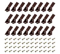 sourcing map 60 Pcs 90 Degree Plastic Corner Braces, 21.5x23x21.5mm Shelf Right Angle Brackets with One-piece Cover, Shelf Board Holder with Screws for Cabinets Cupboards, Brown
