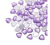 sourcing map 60 Pcs Acrylic Heart Rhinestone 12mm Flat Back Plastic Gems Jewelry Stickers for Craft Bead Face Painting Costume Jewelry Making, Light Purple