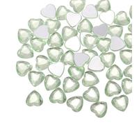 sourcing map 60 Pcs Acrylic Heart Rhinestone 12mm Flat Back Plastic Gems Jewelry Stickers for Craft Bead Face Painting Costume Jewelry Making, Light Green