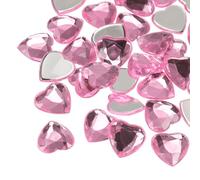 sourcing map 60 Pcs Acrylic Heart Rhinestone 12mm Flat Back Plastic Gems Jewelry Stickers for Craft Bead Face Painting Costume Jewelry Making, Light Pink