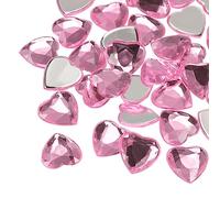 sourcing map 60 Pcs Acrylic Heart Rhinestone 15mm Flat Back Plastic Gems Jewelry Stickers for Craft Bead Face Painting Costume Jewelry Making, Light Pink