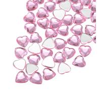 sourcing map 60 Pcs Acrylic Heart Rhinestone, 8mm Flat Back Plastic Gems Jewelry Stickers for Craft Bead Face Painting Costume Jewelry Making, Light Pink