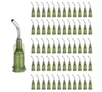 sourcing map 60 Pcs Blunt Tip Dispensing Needles, 14 Gauge Stainless Steel 45 Degrees Bent Dispensing Tips with Luer Lock 0.5" End Angled Blunt Dispenser Needle, Olive