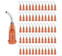 sourcing map 60 Pcs Blunt Tip Dispensing Needles, 15 Gauge Stainless Steel 45 Degrees Bent Dispensing Tips with Luer Lock 0.5" End Angled Blunt Dispenser Needle, Amber