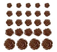 sourcing map 60 Pcs Dark Coffee Resin Rose Flower Beads, 5 Size Flatback Flower Charm Opaque Carve Rose Beads No Hole for DIY Jewelry Making Nails Sunglasses Shoe Hair Clip Home Decor