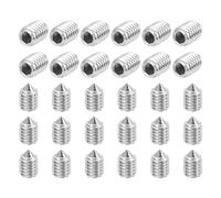 sourcing map 60 Pcs M3x4mm Cone Point Set Screws, 304 Stainless Steel Hex Socket Grub Screws for Bathroom Fixtures Repair Furniture DIY Project
