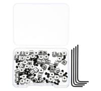 sourcing map 60 Pcs Metal Locking Pin Backs, Locking Pin Keepers Clasp 5mm(H) with 4 Wrench Replacement in Storage Case for Badge, Brooch, Silver Tone