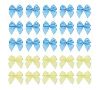 sourcing map 60 Pcs Mini Ribbon Bow 3/4" Mini Fabric Satin Ribbon Flower Bows for Craft DIY Sewing Wedding Birthday Party, Yellow/Blue