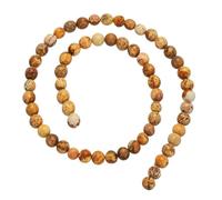 sourcing map 60 Pcs Natural Stone 6mm Picture Stone Coffee Color Beads Gemstone Beads for DIY Bracelet Necklace Jewelry Making