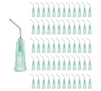 sourcing map 60 Pcs Pre Bent Dispensing Needle Tips, 21 Gauge Stainless Steel 45 Degrees Bent Dispensing Tips 0.5" End Angled Blunt Dispenser Needle with Luer Slip, Green