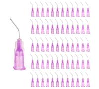 sourcing map 60 Pcs Pre Bent Dispensing Needle Tips, 24 Gauge Stainless Steel 45 Degrees Bent Dispensing Tips 0.5" End Angled Blunt Dispenser Needle with Luer Slip, Purple